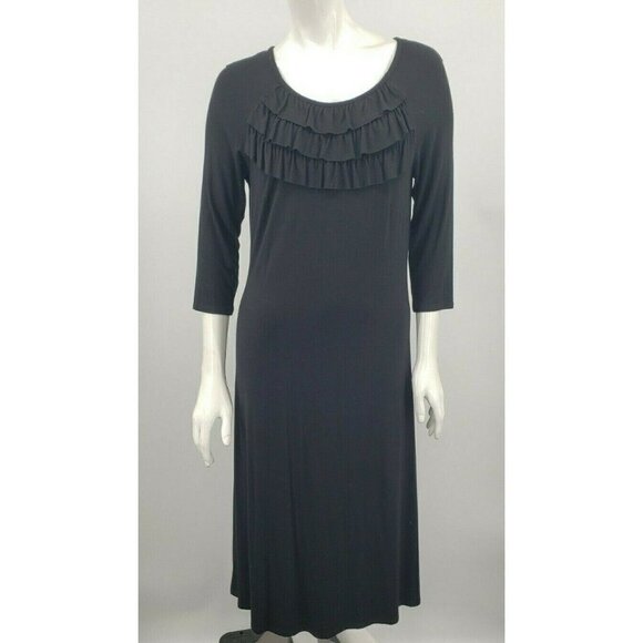 Hanna Andersson Dress Womens Small Solid Black 3/4 Sleeves - Picture 2 of 8